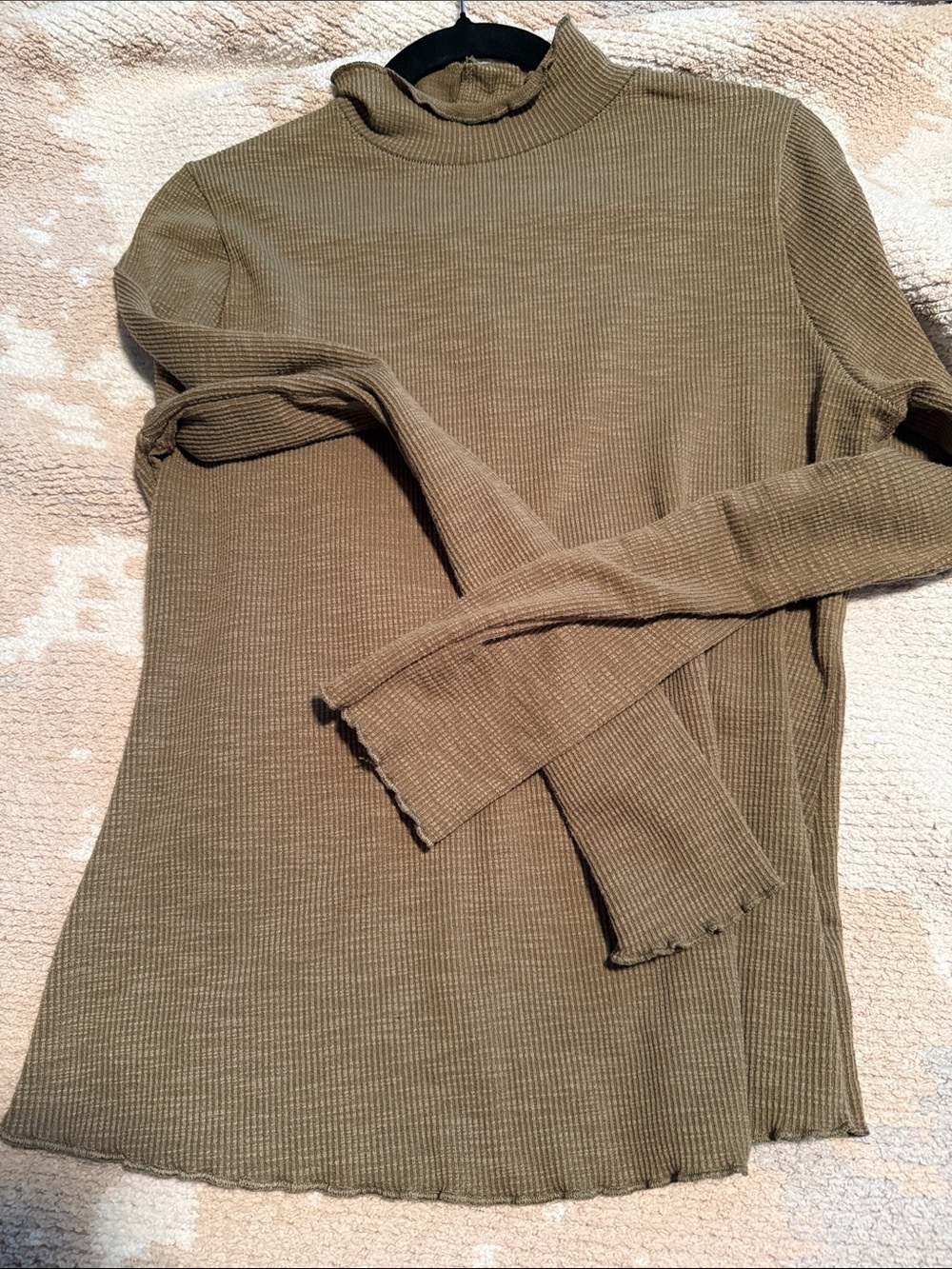 Polagram Ribbed Mock Neck Top - Tan